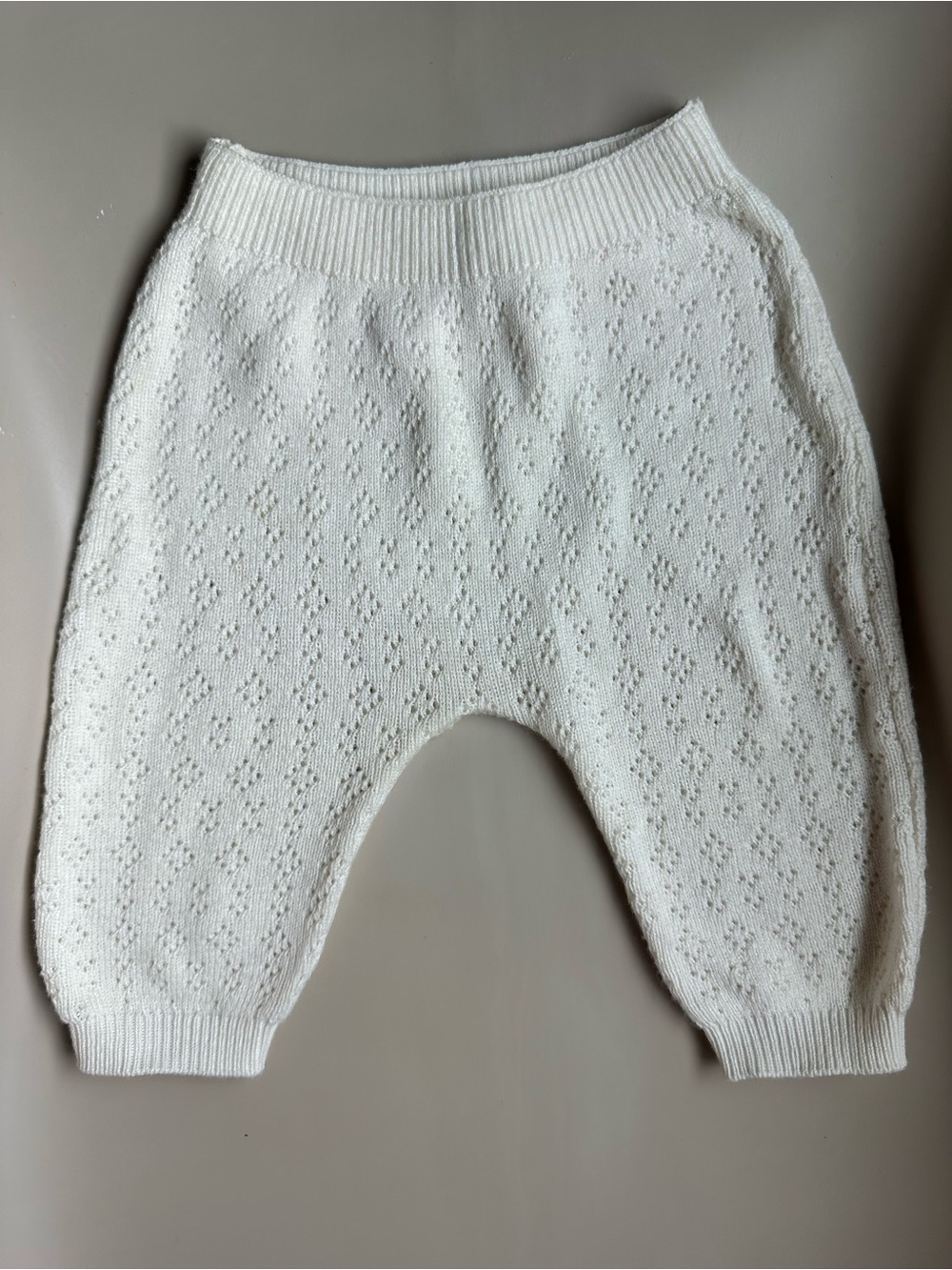 Zara baby open knit pointelle pants in ecru
